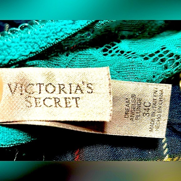 Sexy Victoria’s Secret Dream Angels‎ Plunge Bra Lace Turquoise and Ivory 34C - Picture 2 of 2